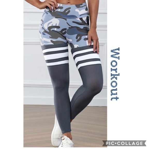 Workout! Gray n Camo Workout Pants - Picture 1 of 4